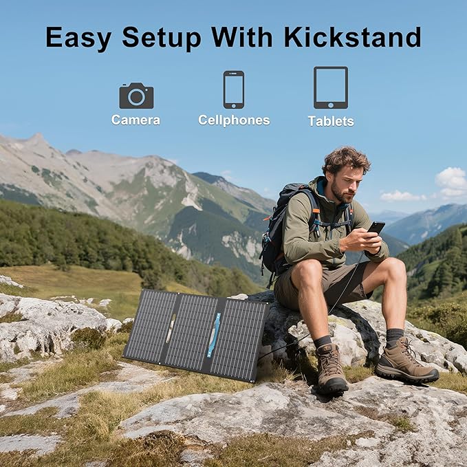 45W Portable Solar Panels Chargers with USB-C USB-A and DC Outputs Foldable IP67 Waterproof Solar Panel for CampingPower Emergency for Small Power StationPhones Power Banks