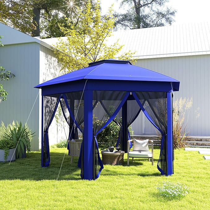 13'x13' Efficient Pop Up Canopy Tent Including 6 Zippered Mesh Screens All-Season Function Sun Protection Guaranteed Durable Build Easy Handling