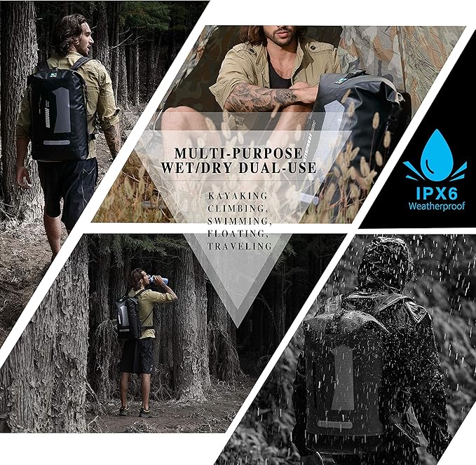 IDRYBAG Waterproof Backpack for Men 20L/30L/40L Floating Dry Bag Kayak Dry Backpack Hiking