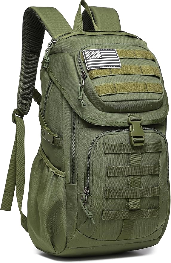 Wotony Tactical Assault Pack Backpack Molle Military Backpack Outdoor Hiking Camping Rucksack Waterproof backpack for men (army green 25L)