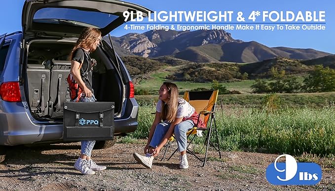 PPQ 100W Portable Solar Panel Kit 18V/6A9lb Foldable Briefcase Solar Charger w/ 24% Efficiency 3 Cables &amp 16 Outputs for All Camping Power Station RV Battery Phones IP67 Waterproof