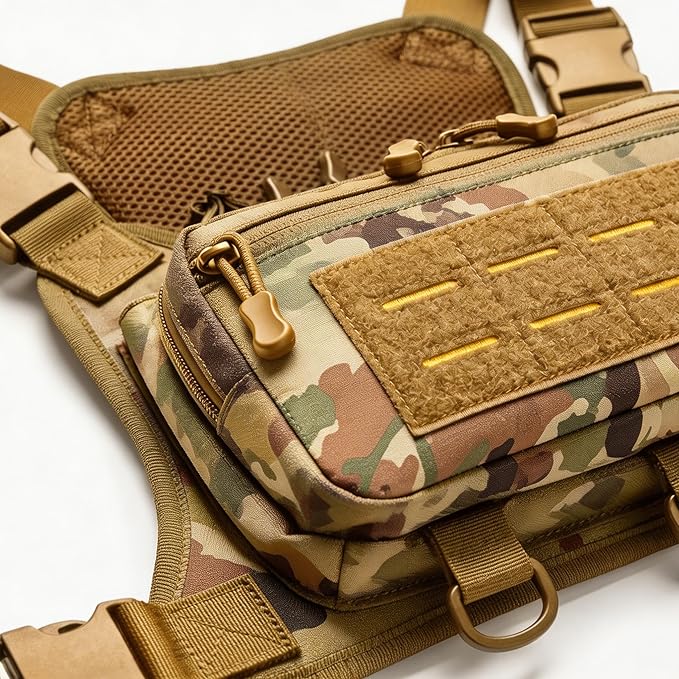 Tactical Chest Pack EDC Chest Bag Utility Molle Chest Rig Pouch with CCW Compartment Adjustable Strap Admin Pouch