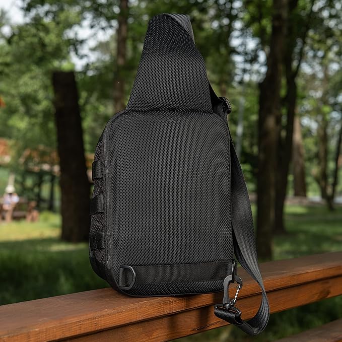 M-Tac Elite Cross Bag - Tactical Crossbody Sling Backpack for Man with CCW Concealed Carry (Regular Black)