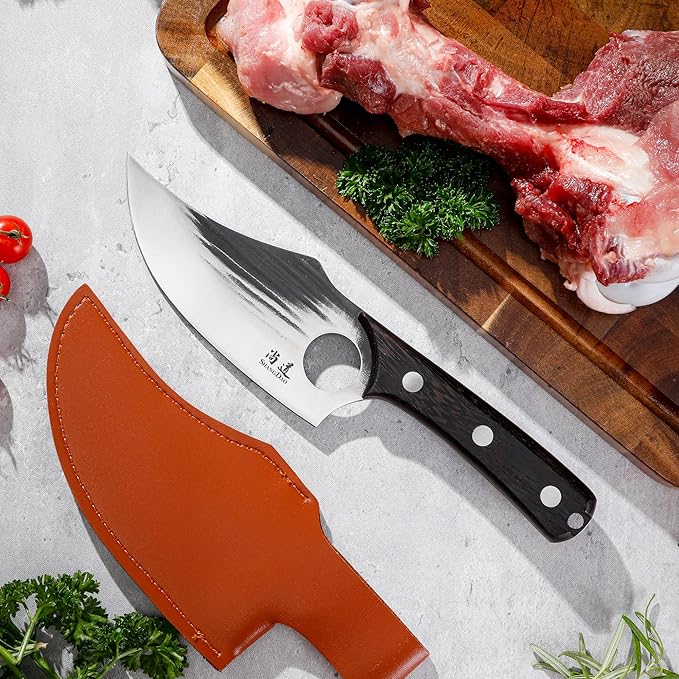 SHANGDAO Boning Knives 6 ″ Viking Boning Knife for Meat Cutting High-carbon steel Chopper Knife Forged Blade &amp Wood Handle Hand Forged Full Tang Knife