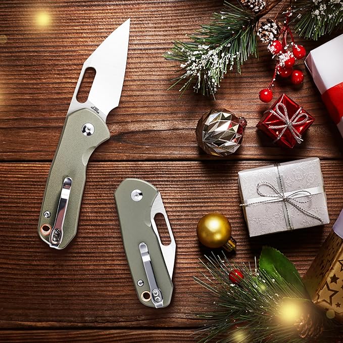 CJRB CUTLERY Army Green Manual Folding Knife with Button Lock (1933)