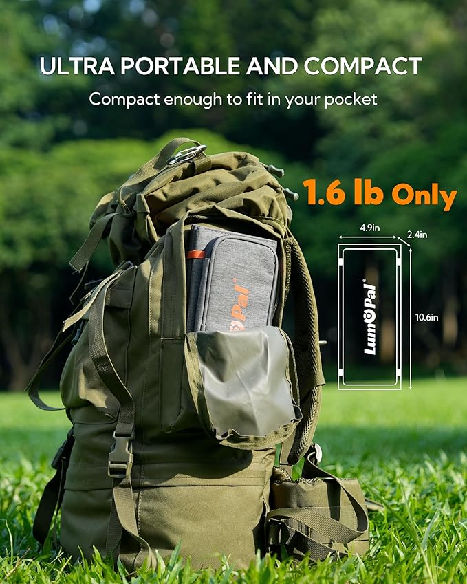 LUMOPAL 30W Foldable Solar Panel Portable Solar Charger with PD USB-C 30W USB-A 18W max Output Backpacking Solar Panel for Camping Ultra Compact Solar Panels for Hiking Trip Outdoor Activities