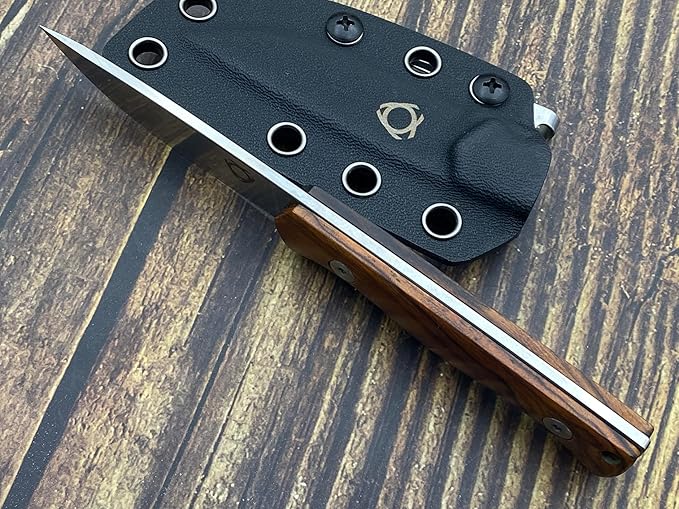 TWO SUN SixLeaf SL-41-Wood Micro Fixed Blade Knife M390 Steel Desert Ironwood handle Belt Sheath EDC Mini Tool