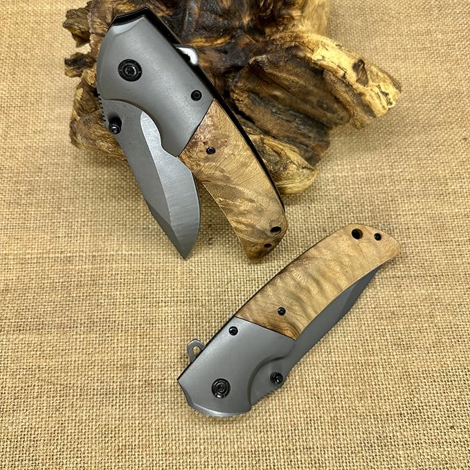 Personalized Pocket Knife Spring Assisted Wood Handle Folding Knife Gentlemen's Pocket Knife Knives fo Men Gift For Fathers Day
