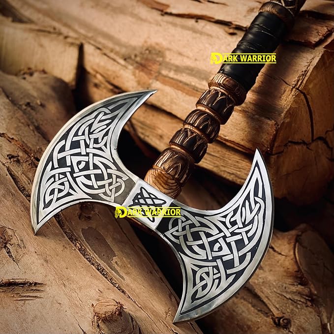 [dark warrior] 36 Double Head Berserker Axe Two Hand Axe Double Sided Axe Hewing Axe Double Edged Battle Axe Large Norse Axe Double Blade Axe Big Viking Axe Hand Forged Axe Blade Axe DW-AX-89890