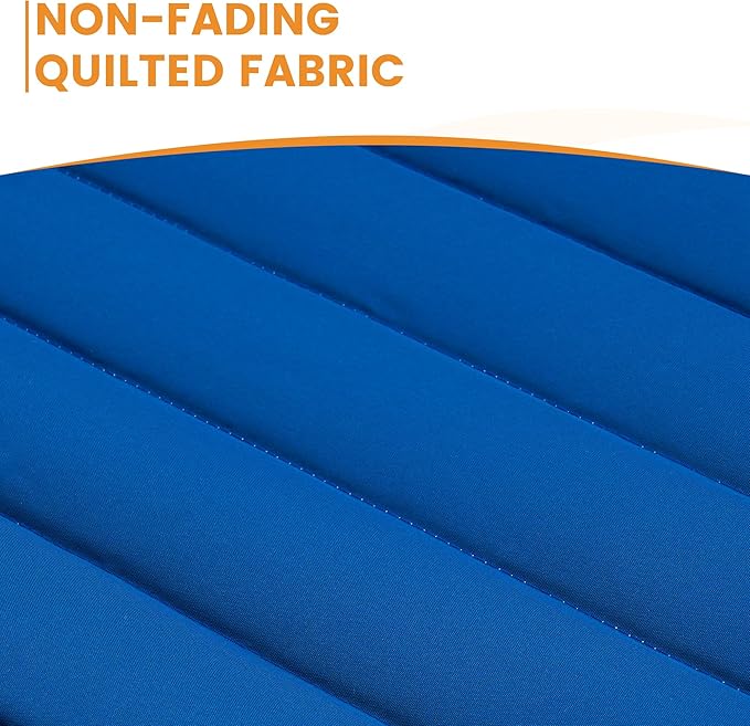 Lazy Daze 12 FT Double Quilted Fabric Hammock with Spreader Bars and Detachable Pillow 2 Person Hammock for Outdoor Patio Backyard Poolside 450 LBS Weight Capacity Dark Blue/Natural
