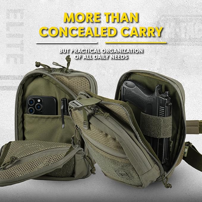 M-Tac Elite Sling Bag - EDC Tactical Crossbody Concealed Carry CCW Chest Pack