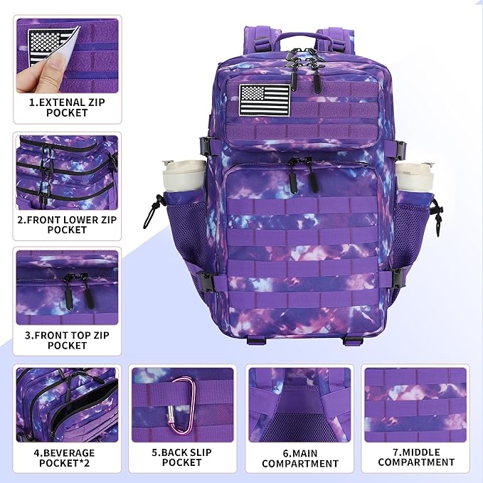 45L Military Tactical Backpack Hiking Backpacks Tactical Gear Camo Back Pack Army Molle Bag Rucksack Fitness Daypack