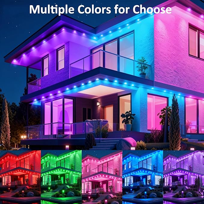 DIERLIGHT RGB Permanent Outdoor Lights 200FT Smart LED Eaves Lights with APP &amp Remote Control IP67 Waterproof Outdoor String Lights for Christmas HalloweenParty Garden Patio House Decor
