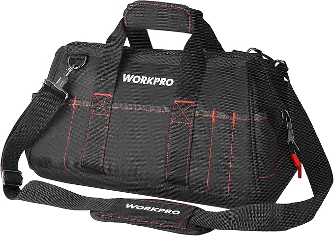 WORKPRO 16-inch Close Top Wide Mouth Tool Storage Bag with Water Proof Rubber Base W081022A 16