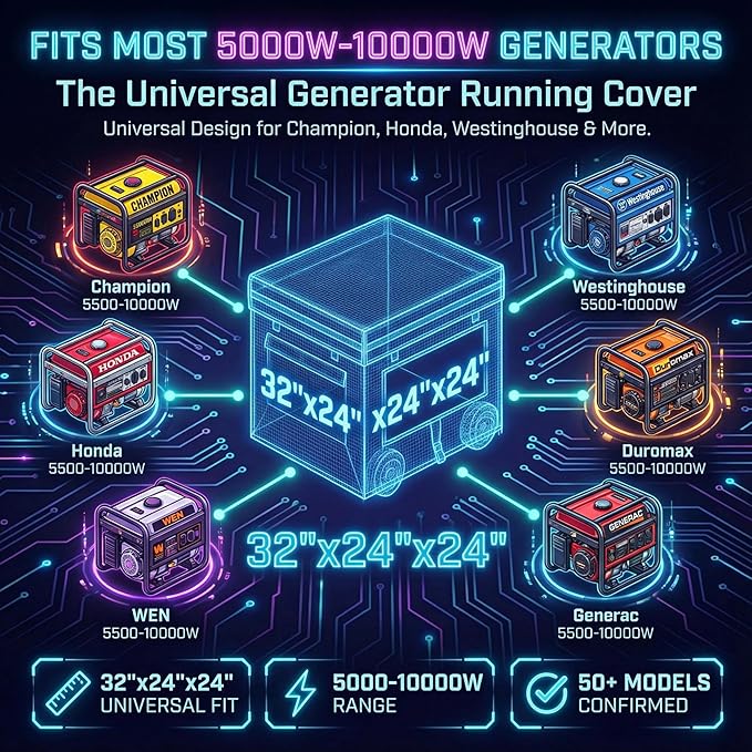 Generator Covers Generator Covers While Running 32X24X24 inches Top Can be Opened With Tool Bag and Visual Operation Window Suitable for 3000W-12000W Frame Generator Blue