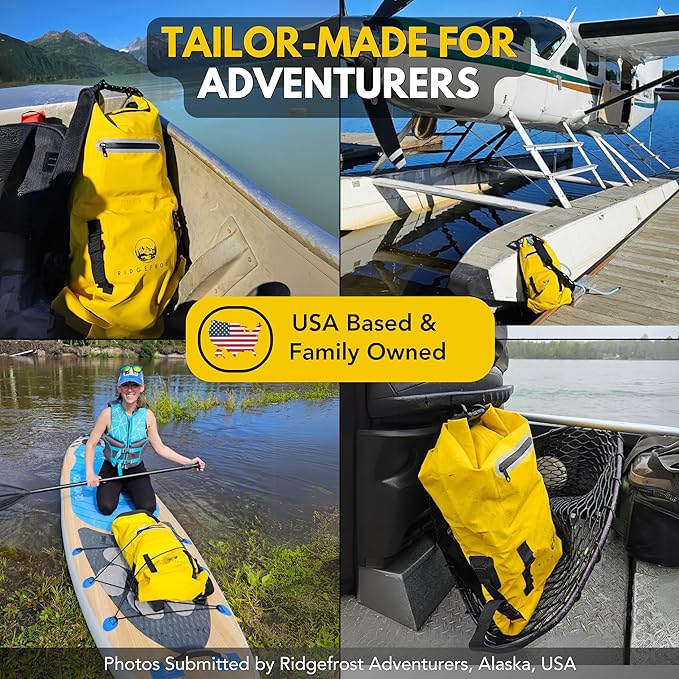 Yellow &amp Grey 20L Dry Bags - Pack of 2 | Waterproof w/2 Compartments | Dry Bags for Beach &amp More | Lightweight Roll-Top &amp Roll-Bottom backpack