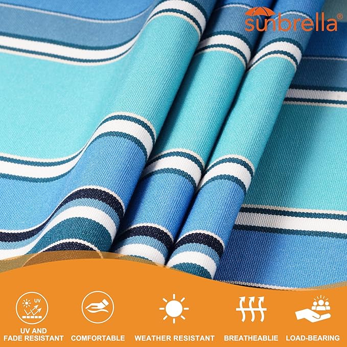 Lazy Daze Hammocks 12 FT Sunbrella Fabric Hammock not Fading with Spreader Bars and Free Pillow Fits for 2 Persons All Weather and Fade Resistant for Patio Yard 450 lbs Capacity Dolce Oasis