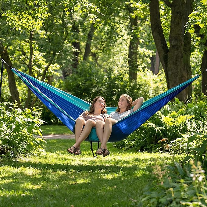 Durable Camping Hammock – 500lbs Portable Hammock Nylon Camping Hammock Chair - Double with Tree Straps - Portable for Travel Backpacking Hiking Outdoors Camping Gear