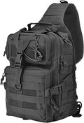 Tactical Sling Backpack with Molle System - Military Rover Shoulder Bag for EDC Outdoor Range &amp Daily Carry (Black)