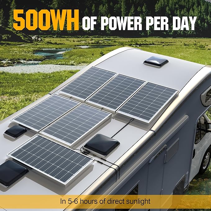 SOLPERK 100 Watt Solar Panel 12 Volt 100W Solar Panel High-Efficiency Monocrystalline Solar Panels for Home RV Camping Marine Rooftop Off-Grid Applications