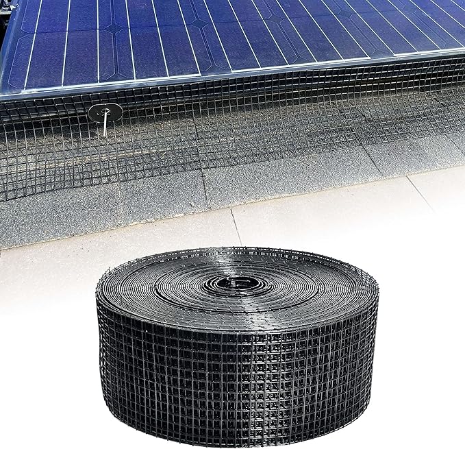 Solar Panel Guard 4in X 100ft PVC Coated Critter Guard Roll Kit for Solar Panel Wire Screen Black Pigeon Deterrent Solar Panel Mesh (No Clips Included)