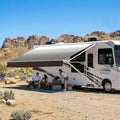 Suncode RV Awning for RVCamper&ampTravel Trailers–Manual RV Awning Complete KitManual Camper AwningRV Roll Out Awning– 10x8Ft – White Frame &ampBlack Fade