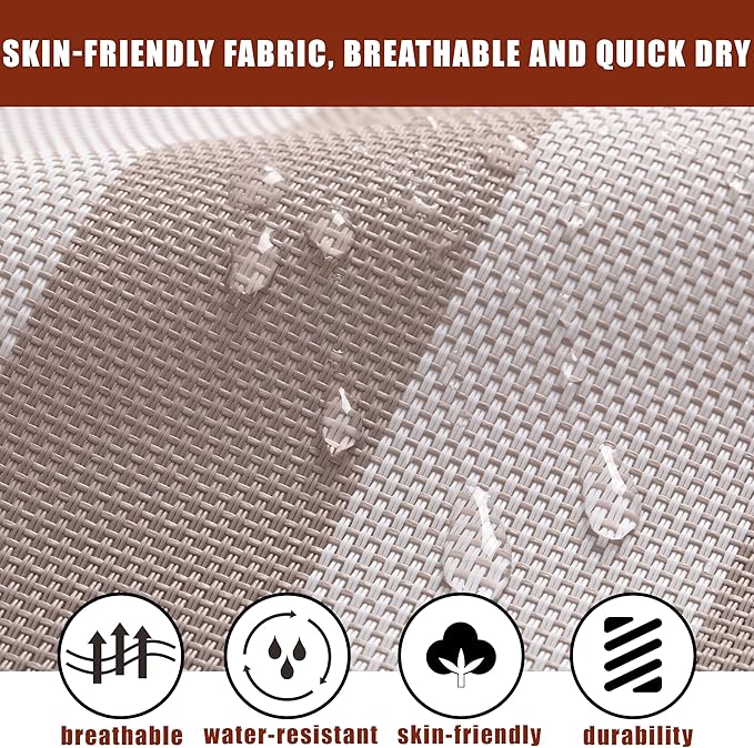 TegerDeger Anti-flip 12FT Hammock Large Hammock 450LB Capacity with Iron Spreader Bar &amp Nylon Rope for Outside Patio Garden Backyard Beach - Beige Strips