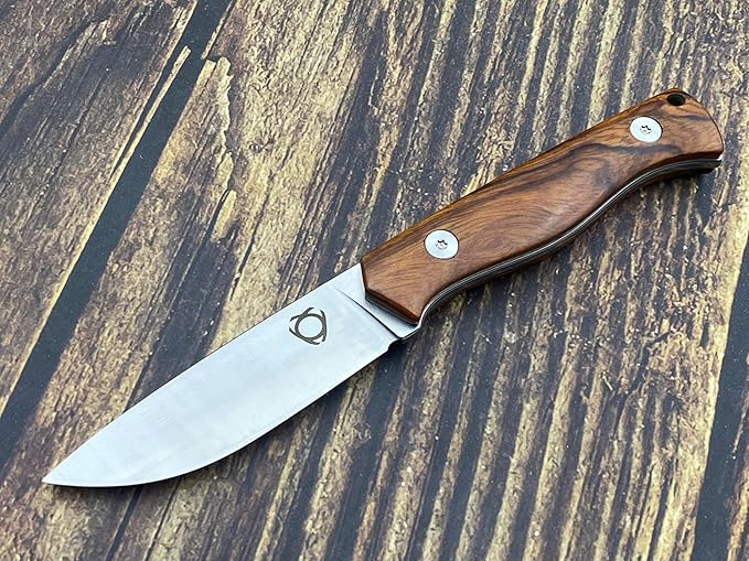 TWO SUN SixLeaf SL-41-Wood Micro Fixed Blade Knife M390 Steel Desert Ironwood handle Belt Sheath EDC Mini Tool