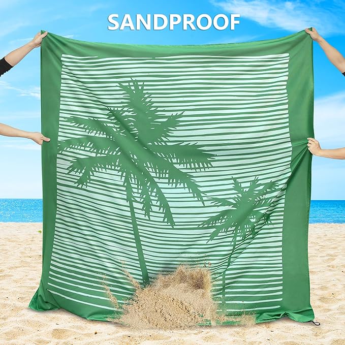 Beach Blanket Waterproof Sandproof Beach Mat 79 X 83/10'x9'for 2-8 Adults Quick Drying Outdoor Picnic Mat Beach Accessories for Travel Camping Hiking