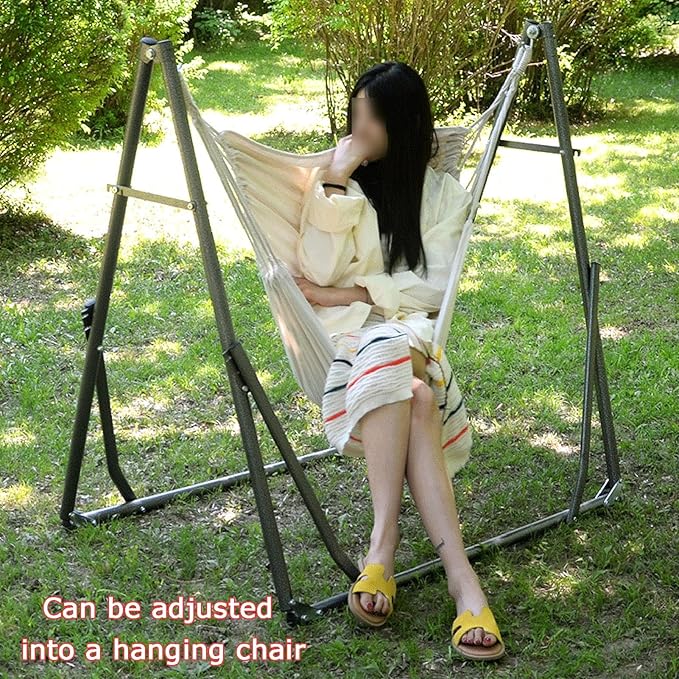 Hammock with Stand Can Bear 350kg Adjustable Swing Holder Rackfor Outdoor Patio Travel(with Hammock)(Blue)
