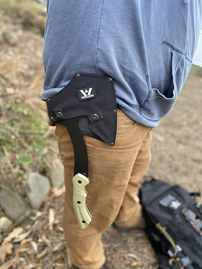 WEYLAND Survival Hatchet &amp Camping Axe with MOLLE Sheath - Small Bushcraft Camping Axes &amp Hatchets for Splitting &amp Chopping Wood Kindling Splitter for Fire Wood Camp Hand Tool