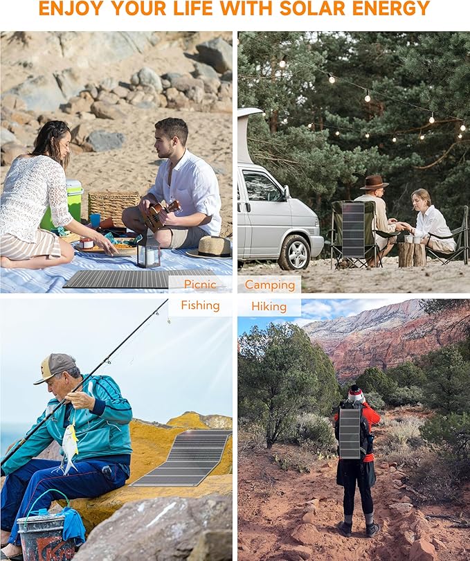 LUMOPAL 30W Foldable Solar Panel Portable Solar Charger with PD USB-C 30W USB-A 18W max Output Backpacking Solar Panel for Camping Ultra Compact Solar Panels for Hiking Trip Outdoor Activities