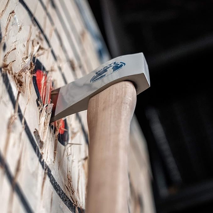 The Big Axe: World Axe Throwing League Premium Competition Throwing Axe &amp Multi-Purpose Camping Axe or Wood Splitting Axe with Hickory Wooden Handle