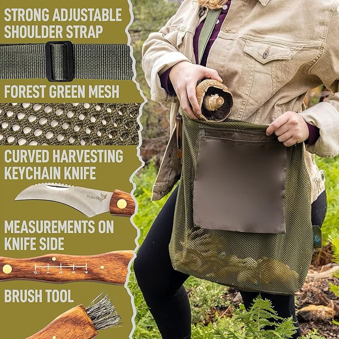 Foraging Bag - Mushroom Foraging Kit with Bag and Knife Great for Mushroom Decor Lovers