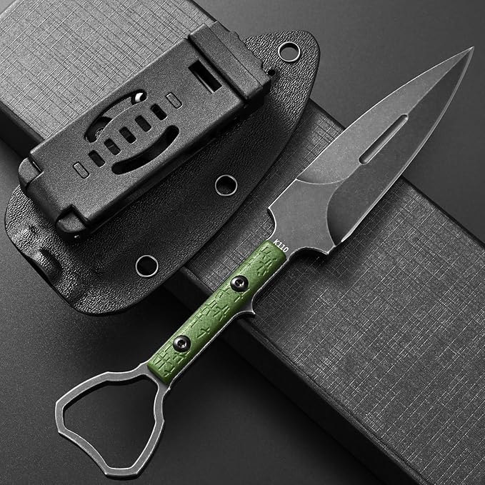 C1345 Fixed Blade Knife K110 Steel Blade G10 Handle EDC Tool Knifes for Outdoor Camping Survival Hiking Hunting(Green)