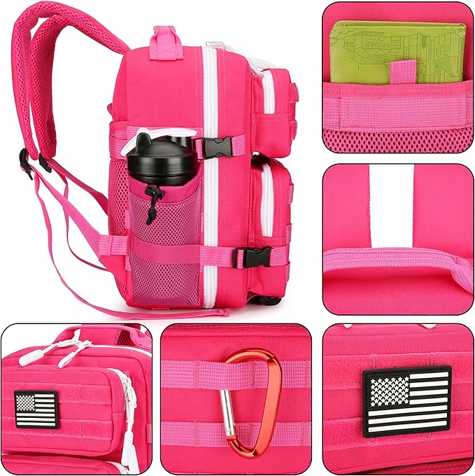 9L Mini Tactical Backpack for Men and Women Tactical Backpack Small for Hiking Small Tactical Bag (Rose Red)