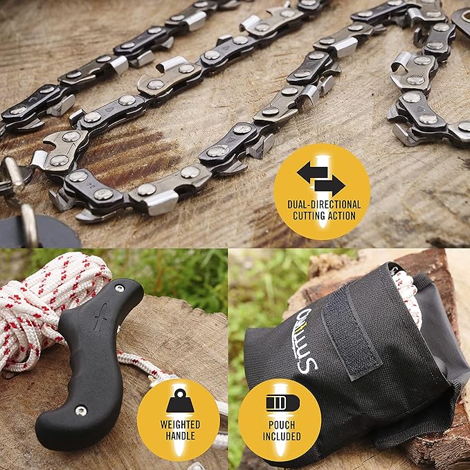 CAMILLUS 20 High Limb Durable Easy-to-Use Outdoor Branch Chain Saw with Weighted Handle &amp Carrying Pouch | Dual-Directional Cutting Action Black