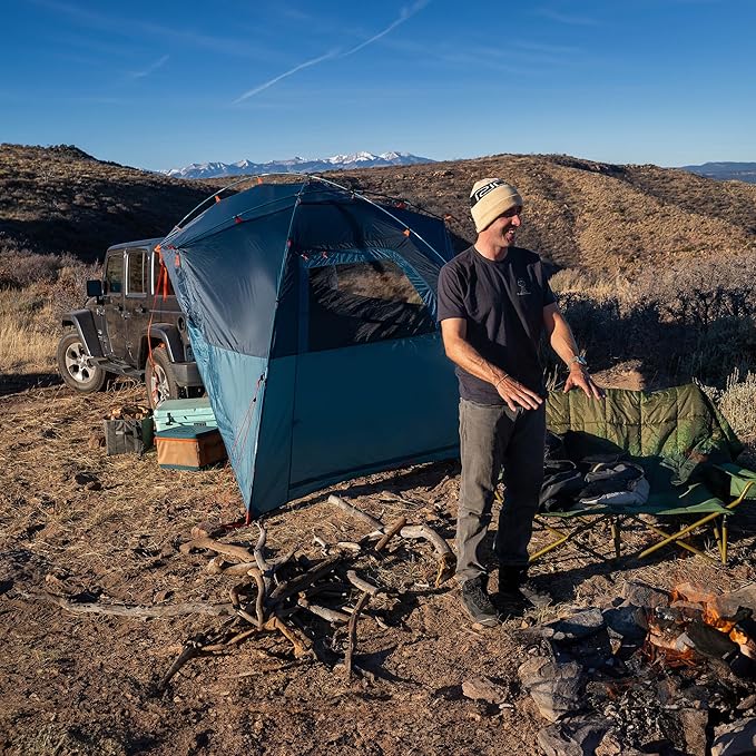 Kelty Highroads Overlanding Shelter - Universal Mount Car Camping Tent with Large Zippered Entry Aluminum Frame Adjustable Walls and Windows UV Protection Rainproof Stuff Duffel Included 2024