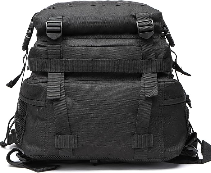 50L Tactical Military Backpack Waterproof Sturdy Bag for Hiking Camping Fishing Gym Backpack with Bottle Holder (ALL Black)