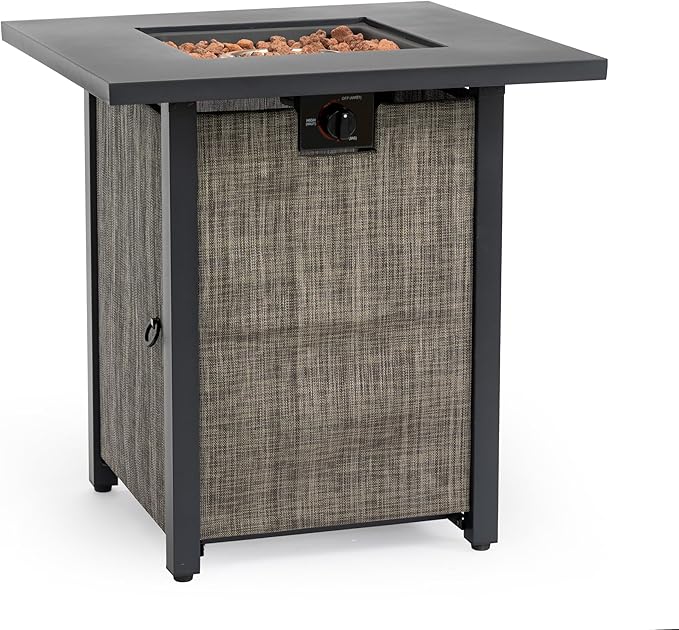 28'' Propane Fire Pit Table 50000 BTU Steel Gas FirePit for Outdoor Fire Table with Lid Add Warmth &amp Ambience to Gatherings and Parties On Patio Deck Garden Backyard Grey.