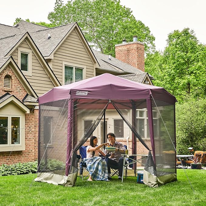 Coleman Back Home Screened Canopy Tent with Instant Setup Outdoor Gazebo for Bug-Free Lounging Fits Over Picnic Tables Ideal for Parties Events Tailgates Dining &amp More