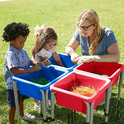 ECR4Kids Square Bin with Lid Storage Containers Red 2-Pack