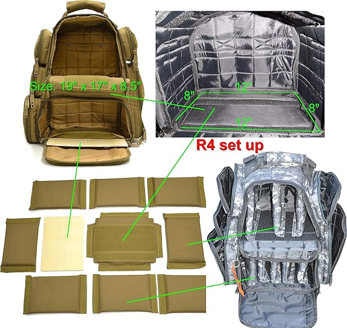 EXPLORER Backpack + Range Bag with Large Padded Deluxe Tactical Divider and 9 Clip Mag Holder - Rangemaster Gear Bag (black)20 x 12.5 x 10