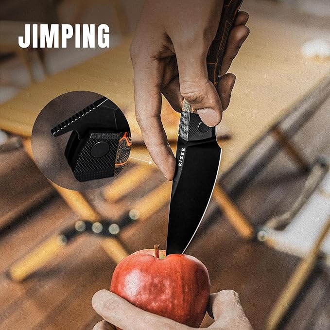 Kizer Momo Pocket Folding Knife 4.11” 14C28N Blade EDC Pocket Knife with Damascus G10 Handle Front Flipper Camping Folding knife for Men Women Sharp Hunting Survival Hiking Knives V4663M2