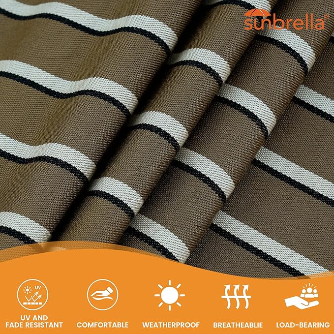 Lazy Daze Hammocks 12 FT Sunbrella Fabric Hammock not Fading with Spreader Bars and Free Pillow Fits for 2 Persons All Weather and Fade Resistant for Patio Yard 450 lbs Capacity Harwood Cocoa