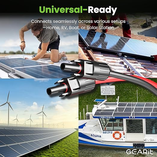 GEARit 10 Gauge Solar Panel Extension Cable 100 Ft Each(200 Feet Total) with MC4 Male to Female Connectors Tool Kit 10 AWG OFC Solar Panel Cord for RVMarineOff-GridCamping &amp Home Backup