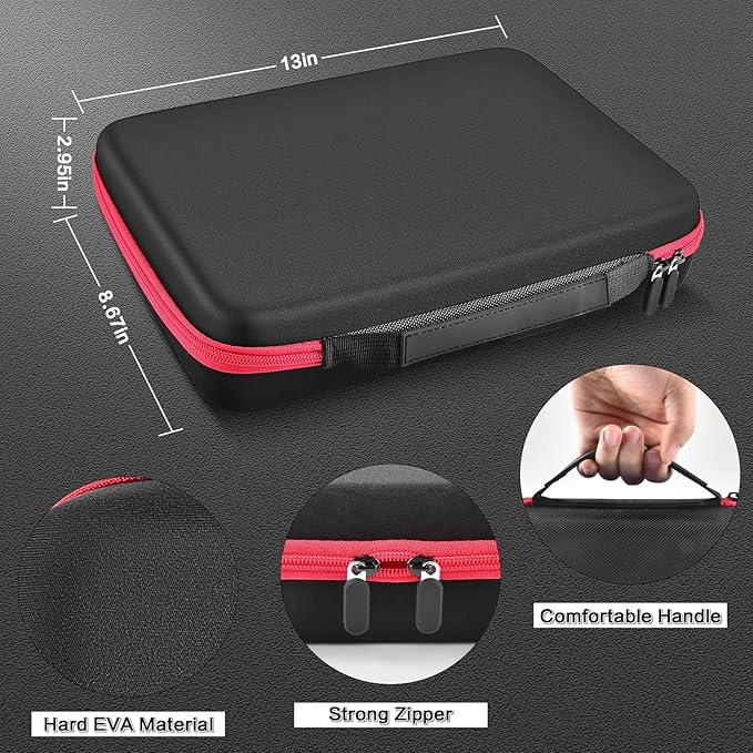 Boobowl Battery Organizer Case with Tester - Universal Storage Box for 162+ AA AAA C D 9V &amp Button Cells - Fire-Preventive Foam Design for Home Emergency &amp Garage Organization (Red)