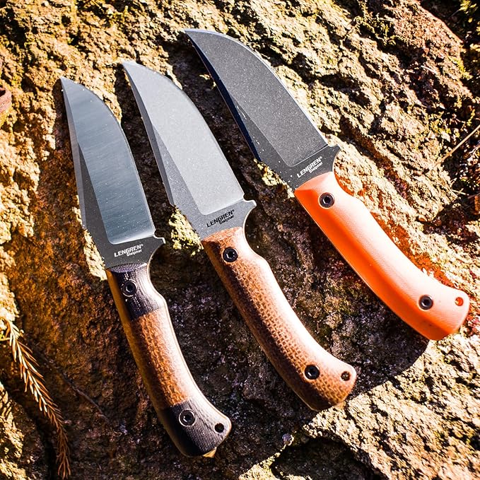 Spark Fixed Blade Knife with Sheath Textured Wood Handle Full Tang Outdoor Hunting Camping Survival Knife (Orange G10 Handle)