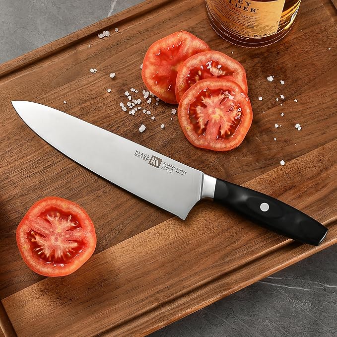 Klaus Meyer 15 Pieces Knife Block Set High Carbon German Stainless Steel Forged Sharp Blade Knife Set With Block Dishwasher Safe Cutlery