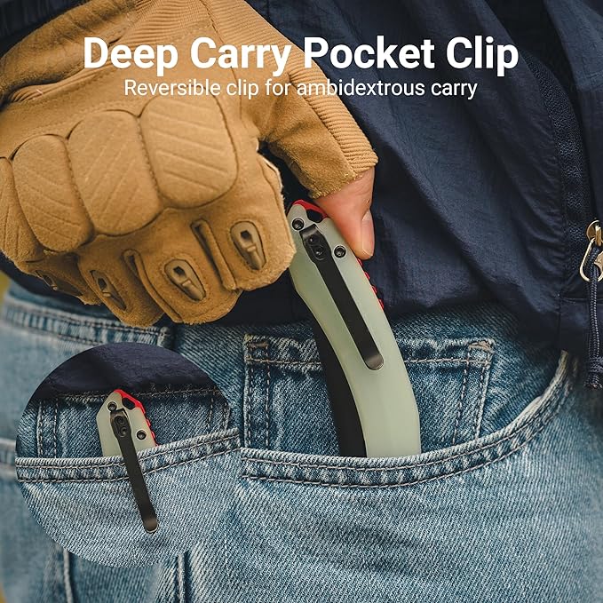 CJRB Folding Pocket Knife with AR-RPM9 Steel Blade and G10 Handle for Men Outdoor Camping Gobi(J1906B) Natural Green